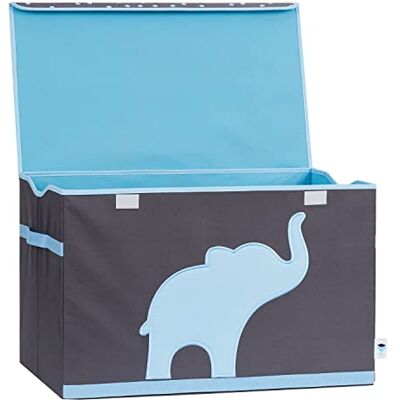 LOVE !T STORE !T Love IT Store IT úložný box s víkem – velká bedna na hračky z látky – zesílená dřevem – omyvatelná – šedá s modrým slonem – 62 x 38 x 39 cm LOVE !T STORE !T Love IT Store IT úložný box s víkem – velká bedna na hračky z látky – zesílená dřevem – omyvatelná – šedá s modrým slonem – 62 x 38 x 39 cm