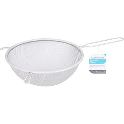 KitchenCraft velké kuchyňské síto, ušlechtilá ocel, dlouhá rukojeť s otvorem pro zavěšení, 2 povlaky na hrnce/háčky, 20 cm KitchenCraft velké kuchyňské síto, ušlechtilá ocel, dlouhá rukojeť s otvorem pro zavěšení, 2 povlaky na hrnce/háčky, 20 cm