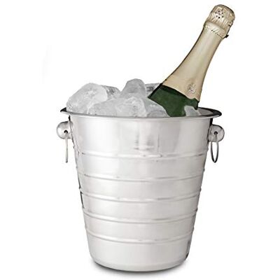 Relaxdays Chladič sektu z ušlechtilé oceli s úchyty, kbelík na víno a láhve šampaňského, party, svatba, Ø 21,5 cm, stříbrná, 21,5 x 21,5 x 20,5 cm Relaxdays Chladič sektu z ušlechtilé oceli s úchyty, kbelík na víno a láhve šampaňského, party, svatba, Ø 21,5 cm, stříbrná, 21,5 x 21,5 x 20,5 cm