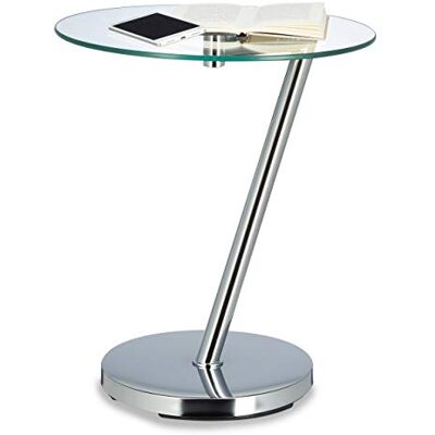 Relaxdays Konferenční stolek sklo a chrom, kulatý servírovací stolek pro kávu čaj, odkládací plocha na zahradu V x Š x H: 52 x 45 x 45 cm, stříbrný Relaxdays Konferenční stolek sklo a chrom, kulatý servírovací stolek pro kávu čaj, odkládací plocha na zahradu V x Š x H: 52 x 45 x 45 cm, stříbrný
