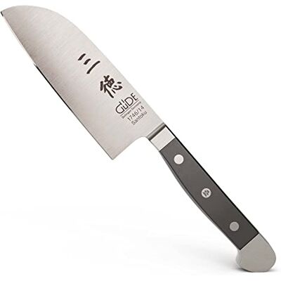 Güde Solingen Santoku kovaný, 14 cm, POM černý, ALPHA, dvojitá zátka, Handmade Germany Güde Solingen Santoku kovaný, 14 cm, POM černý, ALPHA, dvojitá zátka, Handmade Germany