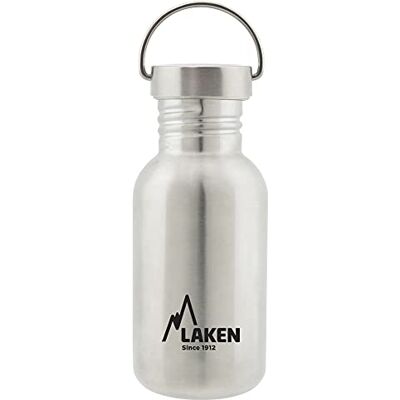 Laken velmi robustní láhev z ušlechtilé oceli 0,5 l stříbrná s vintage víkem Laken velmi robustní láhev z ušlechtilé oceli 0,5 l stříbrná s vintage víkem
