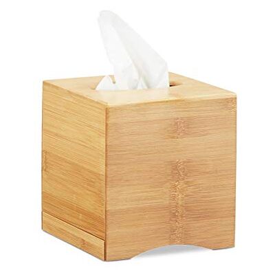 Relaxdays Box na kosmetické ubrousky čtvercový, box na kapesníky dřevo, kosmetický box bambus, v × š × h: 15,5 × 14,5 × 14,5 cm, přírodní Relaxdays Box na kosmetické ubrousky čtvercový, box na kapesníky dřevo, kosmetický box bambus, v × š × h: 15,5 × 14,5 × 14,5 cm, přírodní