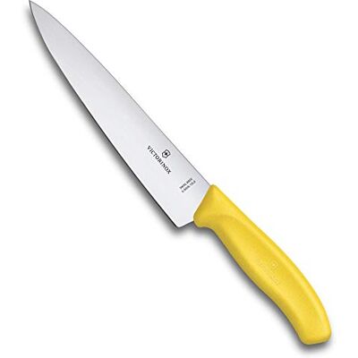 Victorinox Swiss Classic, profesionální porcovací nůž, extra ostrá čepel, rovný brus, 19 cm, plastová rukojeť, nerezová ocel, žlutý Victorinox Swiss Classic, profesionální porcovací nůž, extra ostrá čepel, rovný brus, 19 cm, plastová rukojeť, nerezová ocel, žlutý