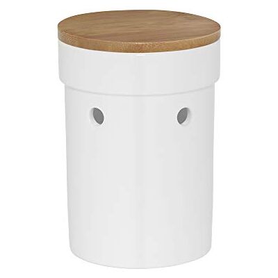 Kela Hrnec na česnek Salena, průměr 12 cm, keramika, bílá, kulaté, odnímatelné bambusové víko, boční vzduchové otvory, 12066 Kela Hrnec na česnek Salena, průměr 12 cm, keramika, bílá, kulaté, odnímatelné bambusové víko, boční vzduchové otvory, 12066
