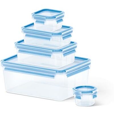Emsa 508568 Food Clip & Close, plast, transparentní / modrá, různé velikosti, balení 5 krabic Emsa 508568 Food Clip & Close, plast, transparentní / modrá, různé velikosti, balení 5 krabic