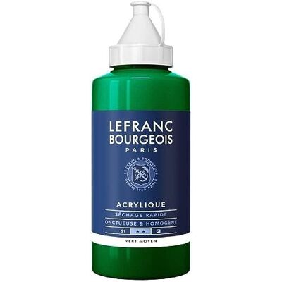 Lefranc Bourgeois Akrylová barva 300388 Fine zelená střední, 750ml láhev, krémová akrylová barva na vodní bázi, rychleschnoucí, stálá na světle, voděodolná Lefranc Bourgeois Akrylová barva 300388 Fine zelená střední, 750ml láhev, krémová akrylová barva na vodní bázi, rychleschnoucí, stálá na světle, voděodolná