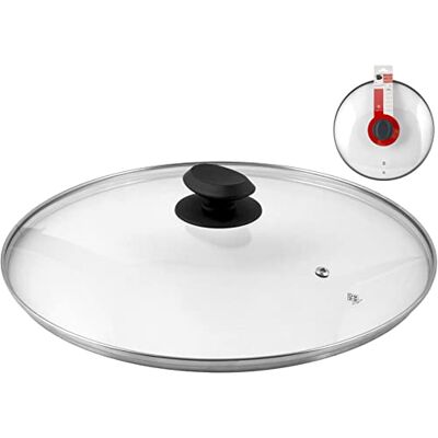 Home Víko s okrajem z ušlechtilé oceli, plast/sklo, transparentní/černá, 38 cm Home Víko s okrajem z ušlechtilé oceli, plast/sklo, transparentní/černá, 38 cm