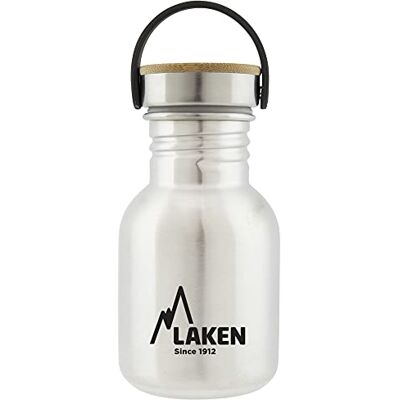 Laken velmi robustní láhev z ušlechtilé oceli 0,35 l stříbrná s bambusovým víkem Laken velmi robustní láhev z ušlechtilé oceli 0,35 l stříbrná s bambusovým víkem