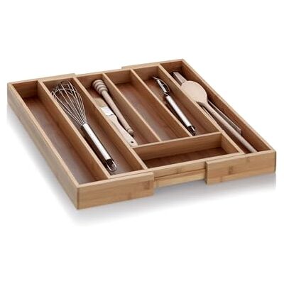 Kela Bambusový organizér na příbory do zásuvek 28,5–39 × 34 × 5 cm, roztažitelný, vložka do zásuvky s 5 nebo 7 přihrádkami, KALMA, zásuvkový organizér do kuchyně Kela Bambusový organizér na příbory do zásuvek 28,5–39 × 34 × 5 cm, roztažitelný, vložka do zásuvky s 5 nebo 7 přihrádkami, KALMA, zásuvkový organizér do kuchyně