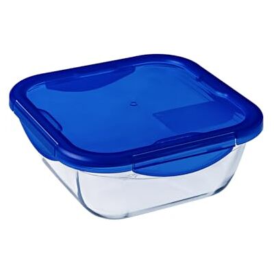 Pyrex Čtvercová víceúčelová pánev Cook & Go s hermetickým víkem, průhledná a modrá, 21 x 21 x 8 cm, 1,9 l Pyrex Čtvercová víceúčelová pánev Cook & Go s hermetickým víkem, průhledná a modrá, 21 x 21 x 8 cm, 1,9 l