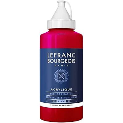 Lefranc Bourgeois Akrylová barva 300346 Fine Alizarin Karmin, 750ml láhev, krémová akrylová barva na vodní bázi, rychleschnoucí, stálá na světle, voděodolná Lefranc Bourgeois Akrylová barva 300346 Fine Alizarin Karmin, 750ml láhev, krémová akrylová barva na vodní bázi, rychleschnoucí, stálá na světle, voděodolná