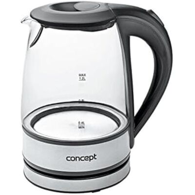 Concept Domácí spotřebiče rk4900 skleněná rychlovarná konvice, 1,2 l, 1630 W, ušlechtilá ocel / sklo Concept Domácí spotřebiče rk4900 skleněná rychlovarná konvice, 1,2 l, 1630 W, ušlechtilá ocel / sklo