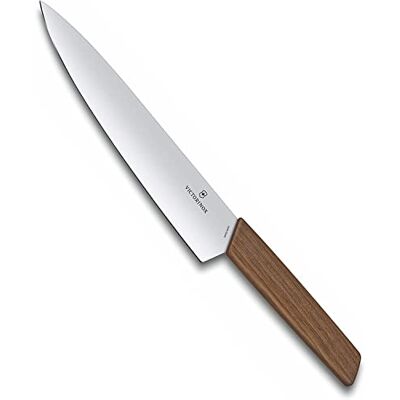 Victorinox Swiss Moderní, profesionální porcovací nůž, extra ostrá čepel, rovný brus, 20 cm, ušlechtilá dřevěná rukojeť, nerezová ocel, hnědý Victorinox Swiss Moderní, profesionální porcovací nůž, extra ostrá čepel, rovný brus, 20 cm, ušlechtilá dřevěná rukojeť, nerezová ocel, hnědý