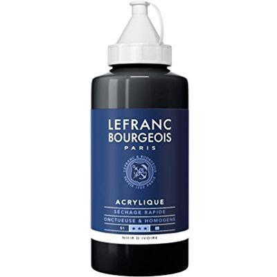 Lefranc Bourgeois Akrylová barva 300375 Fine slonovinová černá, 750ml láhev, krémová akrylová barva na vodní bázi, rychleschnoucí, stálá na světle, voděodolná Lefranc Bourgeois Akrylová barva 300375 Fine slonovinová černá, 750ml láhev, krémová akrylová barva na vodní bázi, rychleschnoucí, stálá na světle, voděodolná