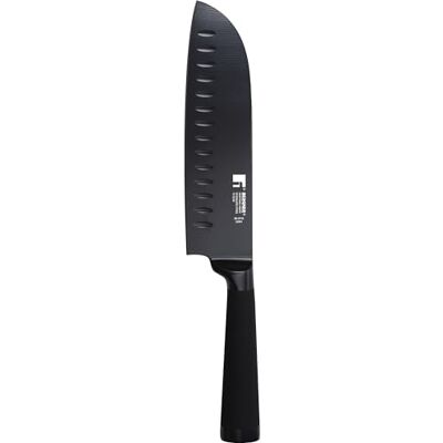 Bergner Black Blade nůž Santoku čepel z ušlechtilé oceli 17,5 cm ergonomická, vyhloubená rukojeť kuchyňské potřeby nepřilnavý povrch snadné čištění Bergner Black Blade nůž Santoku čepel z ušlechtilé oceli 17,5 cm ergonomická, vyhloubená rukojeť kuchyňské potřeby nepřilnavý povrch snadné čištění