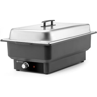 Hendi Chafing Dish Tellano, ohřívač jídel, ohřívač formou bufetu, tepelná nádoba, 9 l, 230 V/900 W, 573 x 348 x (V) 284 mm, nerezová ocel, polypropylen, černá Hendi Chafing Dish Tellano, ohřívač jídel, ohřívač formou bufetu, tepelná nádoba, 9 l, 230 V/900 W, 573 x 348 x (V) 284 mm, nerezová ocel, polypropylen, černá