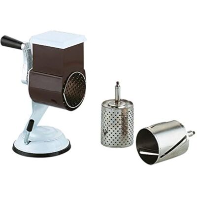 Ilsa 401 Reibe mit 2 Trommeln aus Edelstahl, Reibe- und Schneidefunktion, Schwarz/Weiß Ilsa 401 Reibe mit 2 Trommeln aus Edelstahl, Reibe- und Schneidefunktion, Schwarz/Weiß