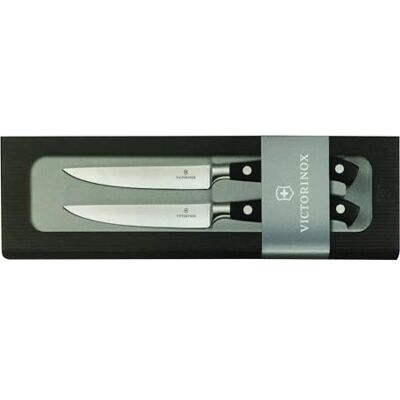 Victorinox Grand Maître, profesionální sada nožů na steaky, 2dílná, extra ostrá čepel, rovný brus, 12 cm, nerezová ocel, černá Victorinox Grand Maître, profesionální sada nožů na steaky, 2dílná, extra ostrá čepel, rovný brus, 12 cm, nerezová ocel, černá