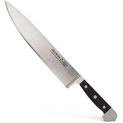 Güde Solingen – velký kuchařský nůž, kovaný, 26 cm, POM černý, ALPHA, kuchyňský nůž, dvojitá hlava, ruční výroba Germany Güde Solingen – velký kuchařský nůž, kovaný, 26 cm, POM černý, ALPHA, kuchyňský nůž, dvojitá hlava, ruční výroba Germany