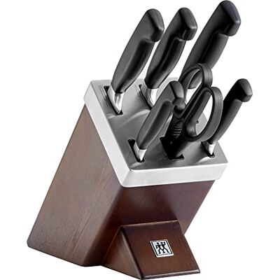 ZWILLING Samoostřící blok na nože, 7dílná sada, dřevěný blok, nože a nůžky ze speciální nerezové oceli / plastové rukojeti, Four Star ZWILLING Samoostřící blok na nože, 7dílná sada, dřevěný blok, nože a nůžky ze speciální nerezové oceli / plastové rukojeti, Four Star