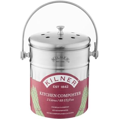 Kilner Kuchyňský kompostér 2 l, ušlechtilá ocel, vyměnitelný filtr s aktivním uhlím, bio odpadkový koš bez zápachu, ideální pro pracovní desku, kuchyňskou skříňku nebo pod dřez Kilner Kuchyňský kompostér 2 l, ušlechtilá ocel, vyměnitelný filtr s aktivním uhlím, bio odpadkový koš bez zápachu, ideální pro pracovní desku, kuchyňskou skříňku nebo pod dřez