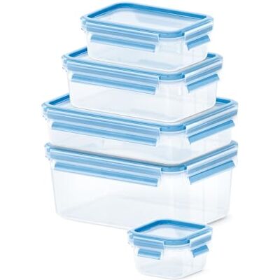 Emsa 512753 Food Clip & Close, plast, transparentní / modrá, různé velikosti, balení 5 krabic Emsa 512753 Food Clip & Close, plast, transparentní / modrá, různé velikosti, balení 5 krabic