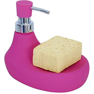 MSV 110461 Seifenspender mit Schwammablage Marbella in Keramik, Fuchsia, 30 x 20 x 15 cm MSV 110461 Seifenspender mit Schwammablage Marbella in Keramik, Fuchsia, 30 x 20 x 15 cm