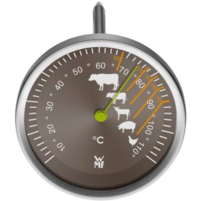 WMF analogový teploměr na maso 6,3 cm, teploměr na pečení s označením pro vaření hovězího, telecího, jehněčího, vepřového, drůbežího steaku, měří až do 110 ° C WMF analogový teploměr na maso 6,3 cm, teploměr na pečení s označením pro vaření hovězího, telecího, jehněčího, vepřového, drůbežího steaku, měří až do 110 ° C