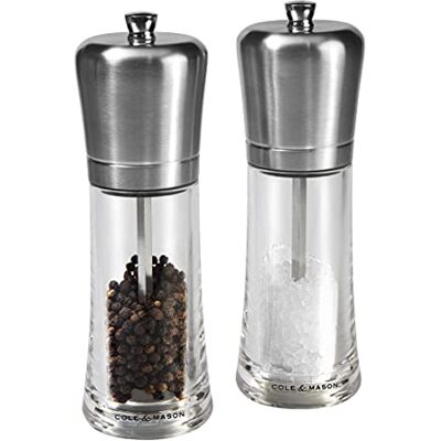 Cole & Mason H307498P mlýnek na sůl a pepř, 2dílná sada manuální, ušlechtilá ocel/akryl, 180 mm, keramický mlýnek, dárková sada Cole & Mason H307498P mlýnek na sůl a pepř, 2dílná sada manuální, ušlechtilá ocel/akryl, 180 mm, keramický mlýnek, dárková sada