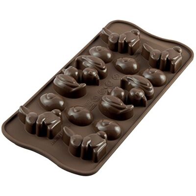 silikomart SCG05 silikonová forma na pralinky EASTER, nepřilnavý povrch, kachna, zajíc a velikonoční vajíčka, balení 1 ks koláčová forma, Easy Choc, 30 x 43 mm, v 16 mm, Made in Italy silikomart SCG05 silikonová forma na pralinky EASTER, nepřilnavý povrch, kachna, zajíc a velikonoční vajíčka, balení 1 ks koláčová forma, Easy Choc, 30 x 43 mm, v 16 mm, Made in Italy
