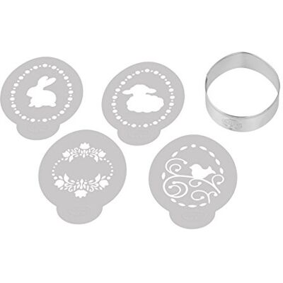 Dr. Oetker Ei-Ausstecher inkl. 4 Deko-Schablonen "Goldiges Ostern", Keks- und Plätzchenform (Farbe: Silber, Weiß), Menge: 1 x 5er Set Dr. Oetker Ei-Ausstecher inkl. 4 Deko-Schablonen "Goldiges Ostern", Keks- und Plätzchenform (Farbe: Silber, Weiß), Menge: 1 x 5er Set