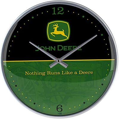 ART Retro nástěnné hodiny, Ø 31 cm, John Deere – logo Black and Green – nápad na dárek pro fanoušky traktoru, originální licenční produkt (OLP), velké kuchyňské hodiny, vintage design ART Retro nástěnné hodiny, Ø 31 cm, John Deere – logo Black and Green – nápad na dárek pro fanoušky traktoru, originální licenční produkt (OLP), velké kuchyňské hodiny, vintage design