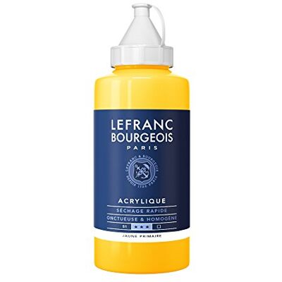 Lefranc Bourgeois Akrylová barva 300420 Fine primární žlutá, 750ml láhev, krémová akrylová barva na vodní bázi, rychleschnoucí, stálá na světle, voděodolná Lefranc Bourgeois Akrylová barva 300420 Fine primární žlutá, 750ml láhev, krémová akrylová barva na vodní bázi, rychleschnoucí, stálá na světle, voděodolná