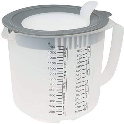 Dr. Oetker Odměrka 1802 s víkem, šedá, průhledná, 1,4 l Dr. Oetker Odměrka 1802 s víkem, šedá, průhledná, 1,4 l
