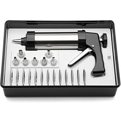 Weis Gebäckpresse Set für dünnen Teig inkl. 13 Scheiben und 8 Tüllen aus Edelstahl in der Farbe Silber, Größe: 25x10,60x6,40 cm, 19500 Weis Gebäckpresse Set für dünnen Teig inkl. 13 Scheiben und 8 Tüllen aus Edelstahl in der Farbe Silber, Größe: 25x10,60x6,40 cm, 19500
