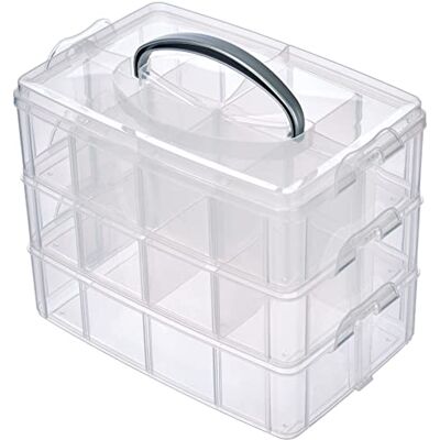 Rayher 39320000 třídicí / úložný box, s rukojetí, 3 úrovně s celkem 17 oddíly, 23,1 x 15,6 x 18,5 cm, praktické pro různé malé části Rayher 39320000 třídicí / úložný box, s rukojetí, 3 úrovně s celkem 17 oddíly, 23,1 x 15,6 x 18,5 cm, praktické pro různé malé části