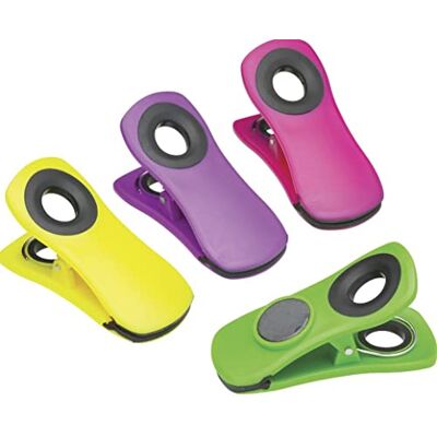 KitchenCraft průhledné magnetické klipy pro balení potravin a poznámky, plast, různé barvy, 4dílná sada KitchenCraft průhledné magnetické klipy pro balení potravin a poznámky, plast, různé barvy, 4dílná sada