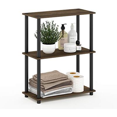 Furinno 3úrovňový kompaktní víceúčelový regál, dřevo, Columbia Walnut/černý, 75,18 x 59,94 x 29,46 cm Furinno 3úrovňový kompaktní víceúčelový regál, dřevo, Columbia Walnut/černý, 75,18 x 59,94 x 29,46 cm