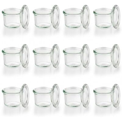 APS 82310 Zavařovací sklenice, 12dílná sada 80 ml s víkem, 6 cm, V: 5,5 cm, mini forma se skleněnou poklicí, zavařovací sklenice, dekorační sklenice, dezertní sklenice, sklenice na zásoby, vhodné do APS 82310 Zavařovací sklenice, 12dílná sada 80 ml s víkem, 6 cm, V: 5,5 cm, mini forma se skleněnou poklicí, zavařovací sklenice, dekorační sklenice, dezertní sklenice, sklenice na zásoby, vhodné do
