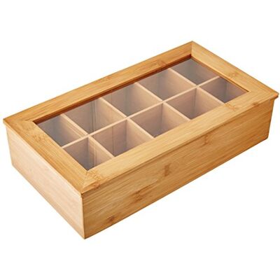 Kesper Krabička na čaj s 10 přihrádkami bambus hnědá, rozměry: 36 x 20 x 9 cm, 58901 Kesper Krabička na čaj s 10 přihrádkami bambus hnědá, rozměry: 36 x 20 x 9 cm, 58901