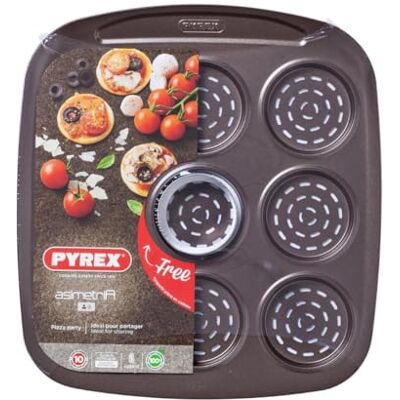Pyrex Asimetria Mini-Pizza-Tablett, 9 Mulden, Schwarz Pyrex Asimetria Mini-Pizza-Tablett, 9 Mulden, Schwarz