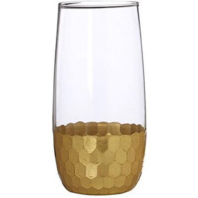 Premier Housewares vastrid High Ball Gläser, Gold, 7 x 7 x 15 cm, 4 Stück Premier Housewares vastrid High Ball Gläser, Gold, 7 x 7 x 15 cm, 4 Stück