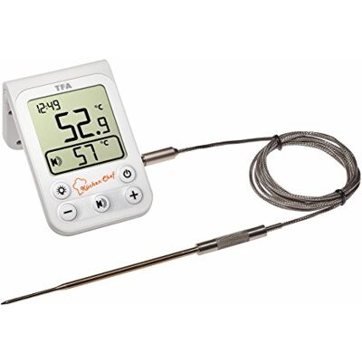 TFA Dostmann Küchen-Chef Digitální grilovací teploměr s podsvícením, plast, bílý, d 85 x š 30 x v 225 mm TFA Dostmann Küchen-Chef Digitální grilovací teploměr s podsvícením, plast, bílý, d 85 x š 30 x v 225 mm
