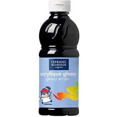 Lefranc Bourgeois 188298 Glossy Děti akrylová barva, tekutá akrylová barva připravená k použití, lesklá a voděodolná, ideální na papír, karton, dřevo, sádru, kov, plast, láhev 500 ml černá Lefranc Bourgeois 188298 Glossy Děti akrylová barva, tekutá akrylová barva připravená k použití, lesklá a voděodolná, ideální na papír, karton, dřevo, sádru, kov, plast, láhev 500 ml černá