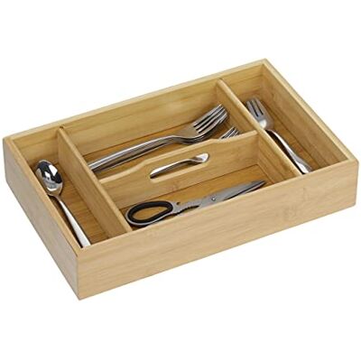 Relaxdays Příborník bambus, 4 přihrádky, robustní organizér na příbory s uchem, rozměry V x Š x H: cca 7 x 37 x 23 cm, přírodní Relaxdays Příborník bambus, 4 přihrádky, robustní organizér na příbory s uchem, rozměry V x Š x H: cca 7 x 37 x 23 cm, přírodní