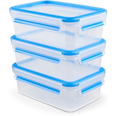 Emsa 508558 Food Clip & Close, plast, transparentní / modrá 1 litr, sada 3 krabic Emsa 508558 Food Clip & Close, plast, transparentní / modrá 1 litr, sada 3 krabic