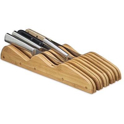 Relaxdays Blok na nože zásuvka, bez nože, ležící, bambus, pro 9 nožů, V x H: 5x12x40 cm, vložka do zásuvky, přírodní Relaxdays Blok na nože zásuvka, bez nože, ležící, bambus, pro 9 nožů, V x H: 5x12x40 cm, vložka do zásuvky, přírodní
