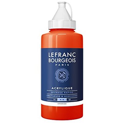 Lefranc Bourgeois Akrylová barva 300402 Fine oranžová, 750ml láhev, krémová akrylová barva na vodní bázi, rychleschnoucí, stálá na světle, voděodolná Lefranc Bourgeois Akrylová barva 300402 Fine oranžová, 750ml láhev, krémová akrylová barva na vodní bázi, rychleschnoucí, stálá na světle, voděodolná