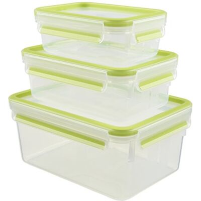 Emsa 515585 Spona na potraviny a uzávěr, plastová, transparentní / zelená, 0,55 / 1 / 2,3 l, sada 3 krabic Emsa 515585 Spona na potraviny a uzávěr, plastová, transparentní / zelená, 0,55 / 1 / 2,3 l, sada 3 krabic